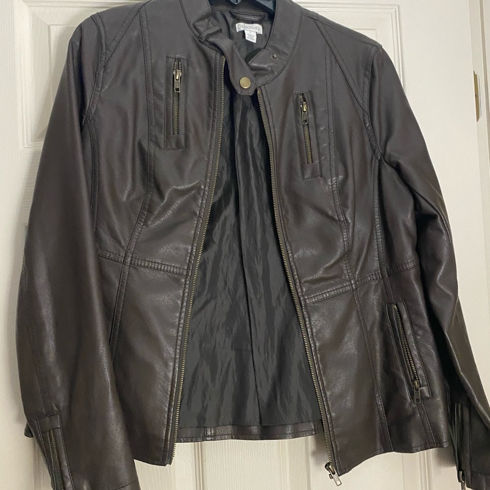 Brown leather jacket